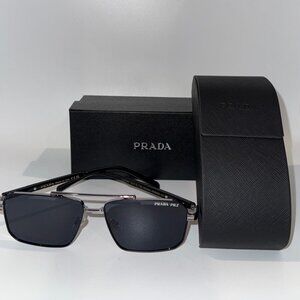 PRADA PR 66ZS Matte Black - Men Luxury Sunglasses, Grey Gradient Lens